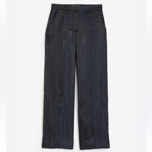 NWOT H&M Sheer Black Navy High Waisted Straight Wide Leg Trousers Size 4